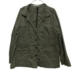 Maurices Women's Utility Jacket Size 2 (2X) Army Green Gather Waist Pockets